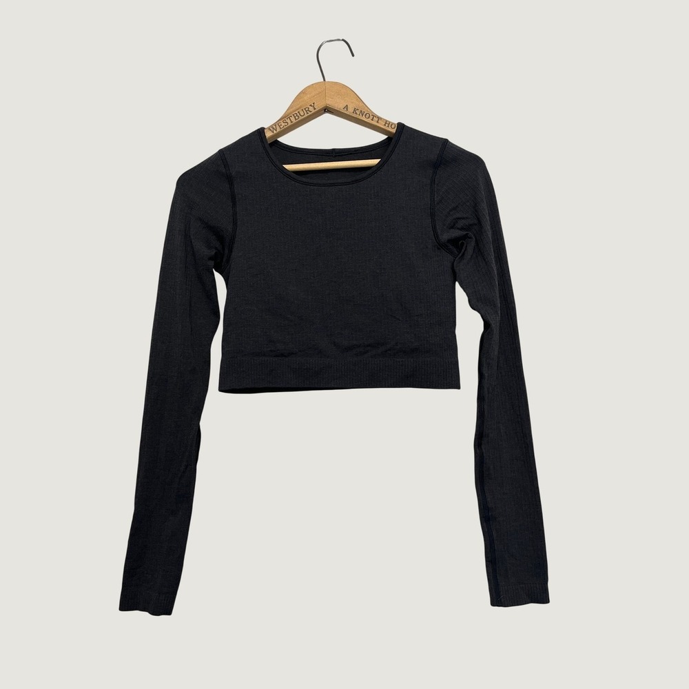Lululemon Ebb to Street Long Sleeve Cropped Shirt Charcoal Gray Size 6